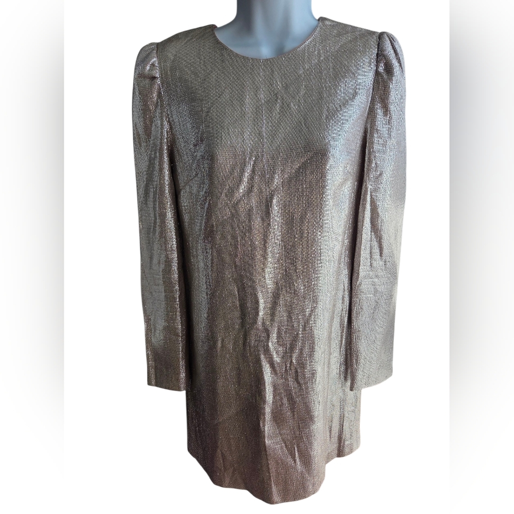 Rachel Zoe Millie Long Sleeve Silver Metallic Bodycon Mini Dress Size 4